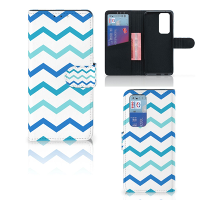 OPPO Find X3 Neo 5G | Telefoon Hoesje | Zigzag Blauw