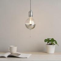Byron antiek zilver hanglamp - pendel aluminium E27 textielkabel 500 cm - thumbnail