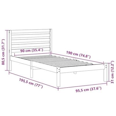 Bedframe met hoofdeinde Bruin 90 x 190 cm Massief grenenhout