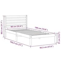 Bedframe met hoofdeinde Bruin 90 x 190 cm Massief grenenhout - thumbnail