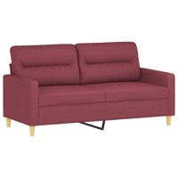 3-delige Loungeset met kussens stof wijnrood - thumbnail