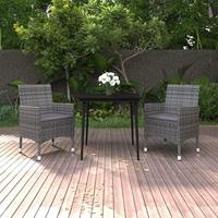 3-delige Tuinset met kussens poly rattan en glas - thumbnail