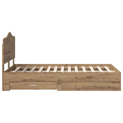Bedframe met lade Artisan Eiken 120 x 190 cm Bewerkt hout