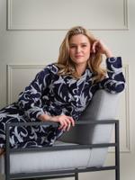 Donkerblauwe velours badjas Pastunette - thumbnail