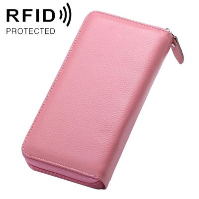 902 Antimagnetic RFID Litchi Texture Women Large Capacity Hand Wallet Purse Phone Bag with Card Slots(Pink)