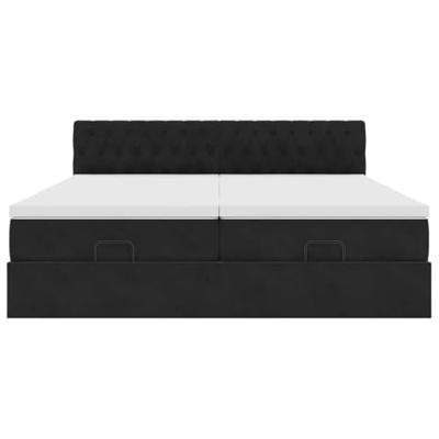 Ottoman bed met matrassen 200x200cm fluweel zwart