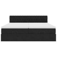 Ottoman bed met matrassen 200x200cm fluweel zwart - thumbnail