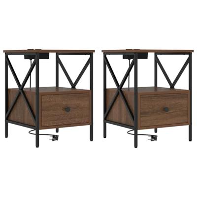 Nachtkastje met lade 2 pcs bruin eikenkleur 41,5 x 40,5 x 55 cm