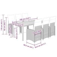 7-delige Bistroset met kussens poly rattan zwart - thumbnail