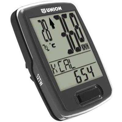 Union Fietscomputer 12 functies (draadloos) - Zwart