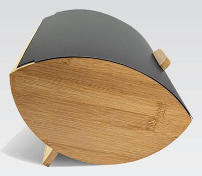 Maestro MR-1775-BLACK broodtrommel Overige Zwart, Hout Bamboo, Metaal - thumbnail