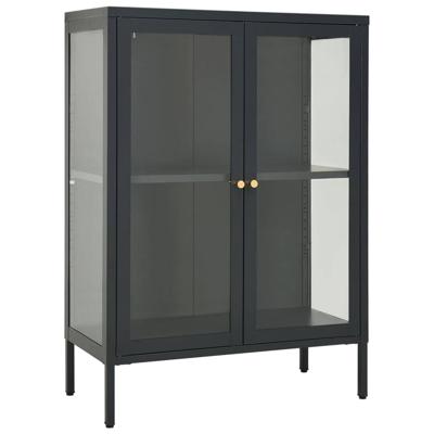 Dressoir 75x35x105 cm staal en glas antracietkleurig Dressoir 75x35x105 cm staal en glas antracietkleurig
