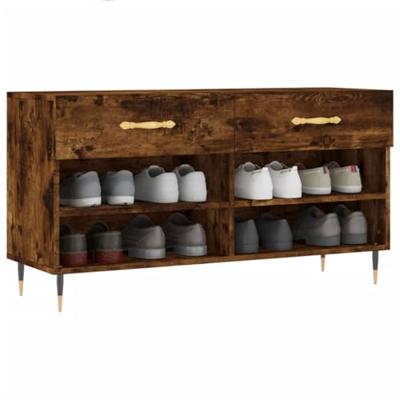 VidaXL Schoenenbank 102x35x55 cm bewerkt hout gerookt eikenkleurig VidaXL Schoenenbank 102x35x55 cm bewerkt hout gerookt eikenkleurig