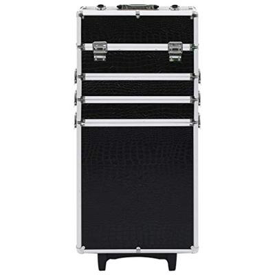 VidaXL Make-up trolley aluminium zwart met krokodillenpatroon VidaXL Make-up trolley aluminium zwart met krokodillenpatroon