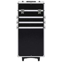 Make-up trolley aluminium zwart met krokodillenpatroon - thumbnail