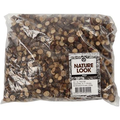 Creativ Company Houtmix, d 7-10 mm, dikte 4-5 mm, 230 gr/ 1 doos