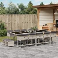 15-delige Tuinset met kussens poly rattan lichtgrijs - thumbnail