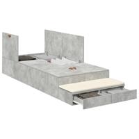 Opbergbedframe Beton Grijs 236.5 x 80 x 31.5 cm Bewerkt hout - thumbnail