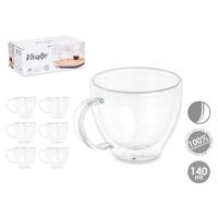 Theeglas en koffieglas Vivalto Transparant Borosilicaatglas 140 ml (6 Stuks) - thumbnail