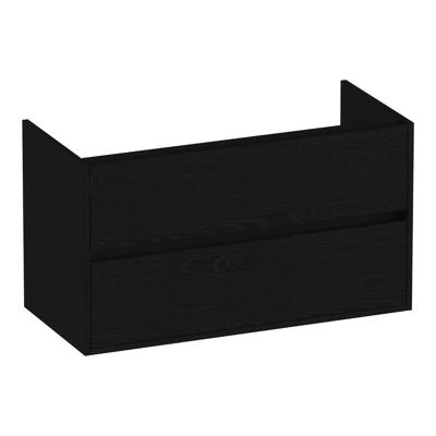 Brauer Adore - Onderkast - 100 cm - met 2 Softclose Lades Greeploos en 1 Sifon Uitsparing - Timber Black