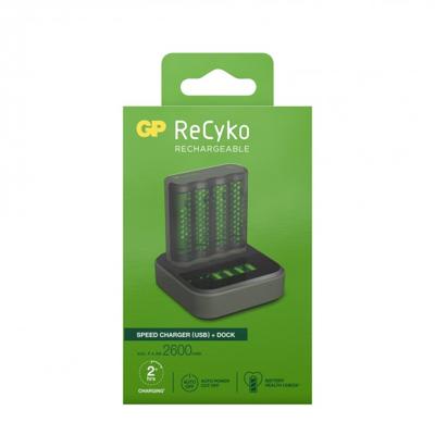 GP Recyko USB Lader En Doc + 4 AA Batterijen 2600mah - thumbnail