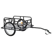 VidaXL Fietstrailer 130x73x48,5 cm staal zwart - thumbnail