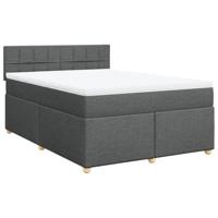 Boxspring met matras stof donkergrijs 160x200 cm - thumbnail