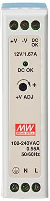 Mean Well MDR-20-12 DIN-rail netvoeding 12 V/DC 1.67 A 20 W Aantal uitgangen: 1 x Inhoud: 1 stuk(s)