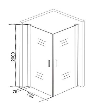 Douchecabine Wiesbaden dubbele swingdeur 90x90cm 8mm NANO coating - thumbnail