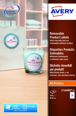 Etiket avery l7104rev-20 60mm wit 240st