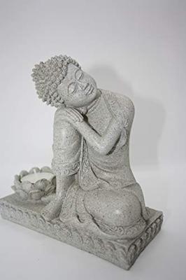 Boeddha met Kaarshouder Steengrijs (17,5 cm)