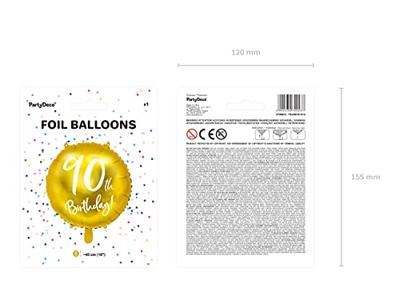 Folieballon 90th Birthday goud (45cm)