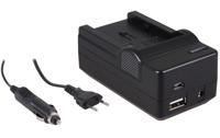 4-in-1 acculader voor Canon NB-2LH accu - compact en licht - laden via stopcontact, auto, USB en Powerbank - thumbnail