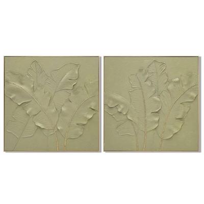 Schilderij Home ESPRIT Groen Palmen Tropisch 82 x 4,5 x 82 cm (2 Stuks)