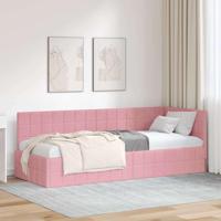 Hoekbedframe met hoofdeinde Roze 80 cm x 200 cm Stof - thumbnail