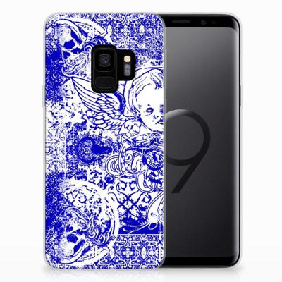 Silicone Back Case Samsung Galaxy S9 Angel Skull Blauw