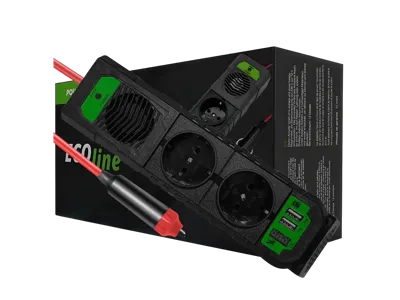 EcoLine - Auto Omvormer 12V Naar 220V/230V - 200W stekkerdoos / stopcontact voor in de auto met 2x USB