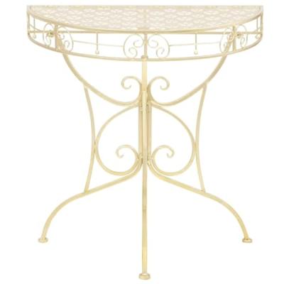 Bijzettafel vintage stijl half rond 72x36x74 cm metaal goud - thumbnail