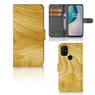 OnePlus Nord N10 | Book Style Case | Licht Hout OnePlus Nord N10 | Book Style Case | Licht Hout