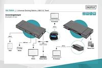 DIGITUS USB-C Travel Docking Station - 7 Poorten - 1x HDMI, 1x VGA (4K@30Hz) - 2x USB 3.0 / USB 2.0 - RJ45 LAN, Kaartlezer - Zwart - thumbnail