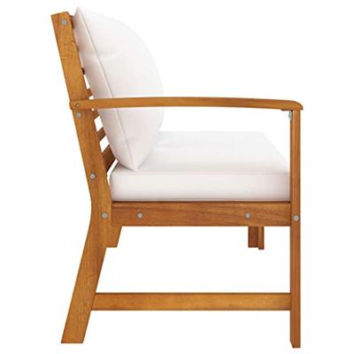 Tuinbank met crmekleurig kussen 114,5 cm massief acaciahout