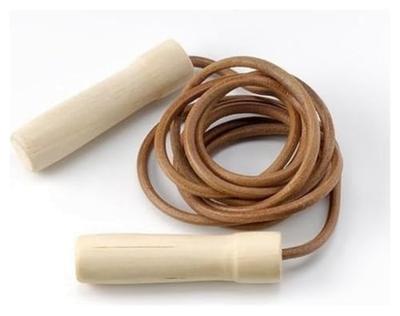 RS Sports Springtouw Leer l houten handvatten l 280 cm l bruin