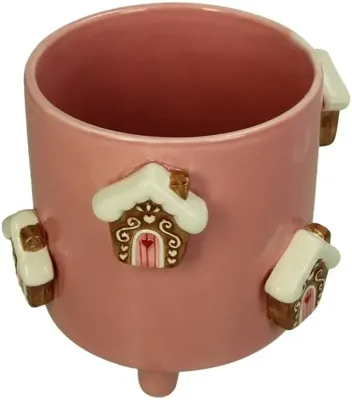 Kersten vaas dolomiet peperkoekhuis 16.5x15cm multi