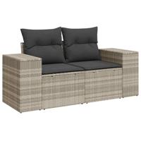 10-delige Loungeset met kussens poly rattan lichtgrijs - thumbnail