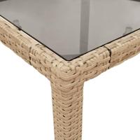 5-delige Tuinset met kussens poly rattan en glas beige - thumbnail