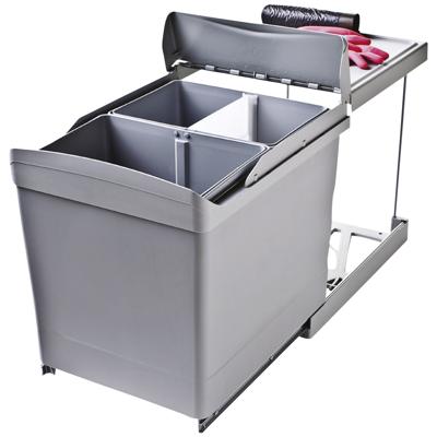 Eyckhaus 2-voudige afvalverzamelaar vierkant 2 x 21 l | grijs/zilver - 4384 4384