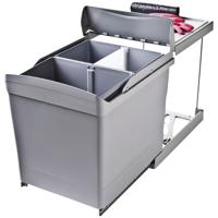 Eyckhaus 2-voudige afvalverzamelaar vierkant 2 x 21 l | grijs/zilver - 4384 4384 - thumbnail