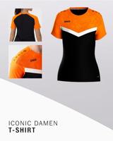 JAKO 6124D T-Shirt Iconic Dames - Zwart/Fluo Oranje - 40 - thumbnail