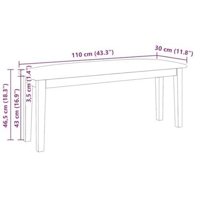 Bank 110 cm massief hout rubber bruin