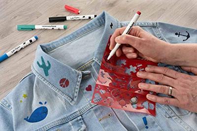 Eberhard Faber EF-578204 Textielmarker 4 Stuks + Sjablonen